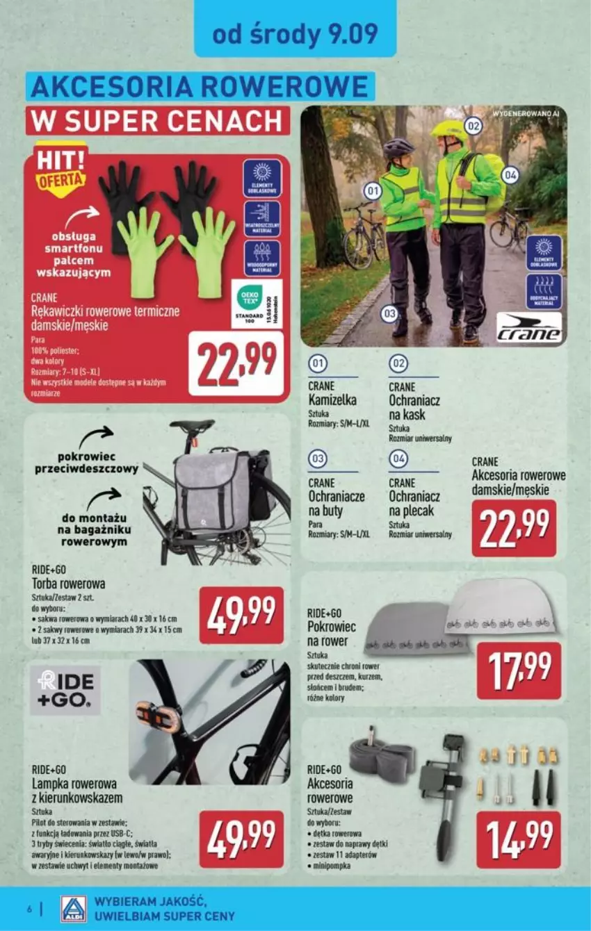 Gazetka promocyjna Aldi - Przygotuj się na kolejny tydzień - ważna 09.09 do 12.09.2026 - strona 6 - produkty: Buty, Kamizelka, Ochraniacze, Plecak, Pokrowiec, Rower, Torba