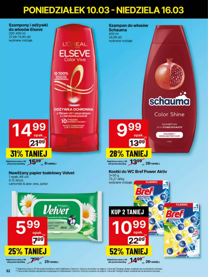 Gazetka promocyjna Delikatesy Centrum - NOWA GAZETKA Delikatesy Centrum od 10 marca! 10-16.03.2025 - ważna 10.03 do 16.03.2025 - strona 32 - produkty: Aloe vera, Bref, Elseve, Nawilżany papier, Odżywka, Papier, Papier toaletowy, Piwo, Rum, Schauma, Szampon, Velvet