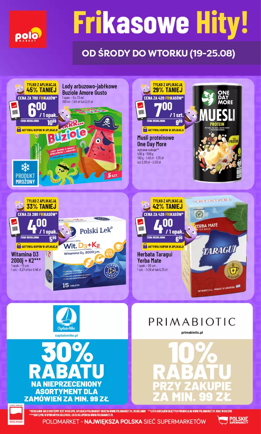 Gazetka promocyjna PoloMarket - Katalog Frikasów - ważna 19.08 do 25.08.2026 - strona 1 - produkty: Arbuz, Herbata, K2, Lody, Mus, Prima