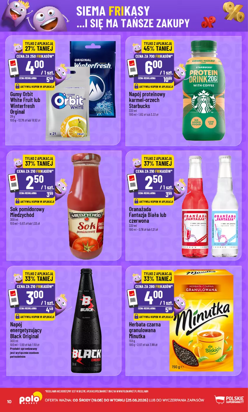 Gazetka promocyjna PoloMarket - Katalog Frikasów - ważna 19.08 do 25.08.2026 - strona 10 - produkty: Fa, Fanta, Gin, Gra, Herbata, Herbata czarna, Lack, Napój, Orbit, Sok, Sok pomidorowy