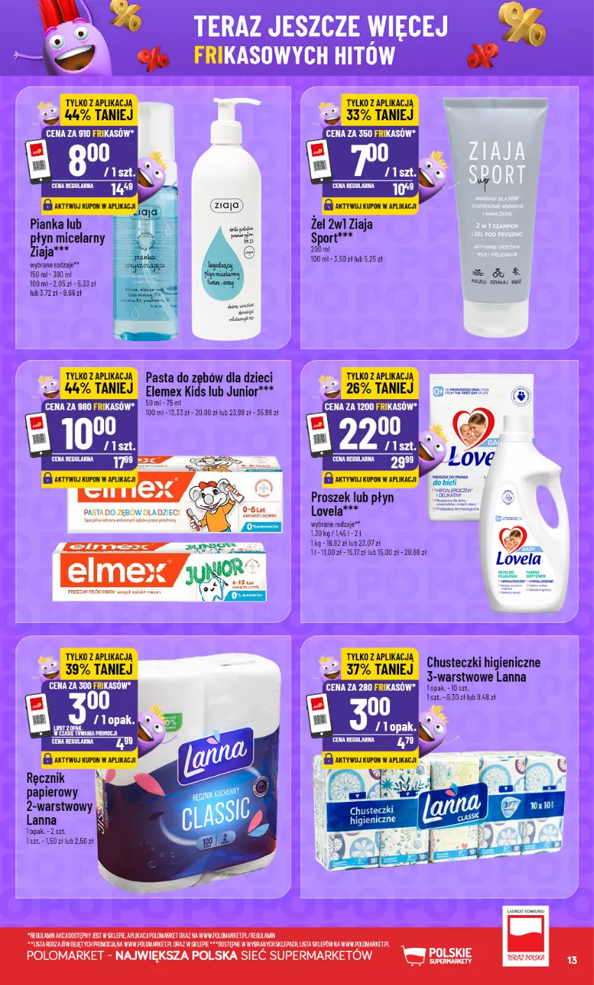 Gazetka promocyjna PoloMarket - Katalog Frikasów - ważna 19.08 do 25.08.2026 - strona 13 - produkty: Chusteczki, Dzieci, Fa, HP, Laur, Lovela, Papier, Pasta do zębów, Por, Proszek do prania, Sofa, Sport, Tera, Ziaja