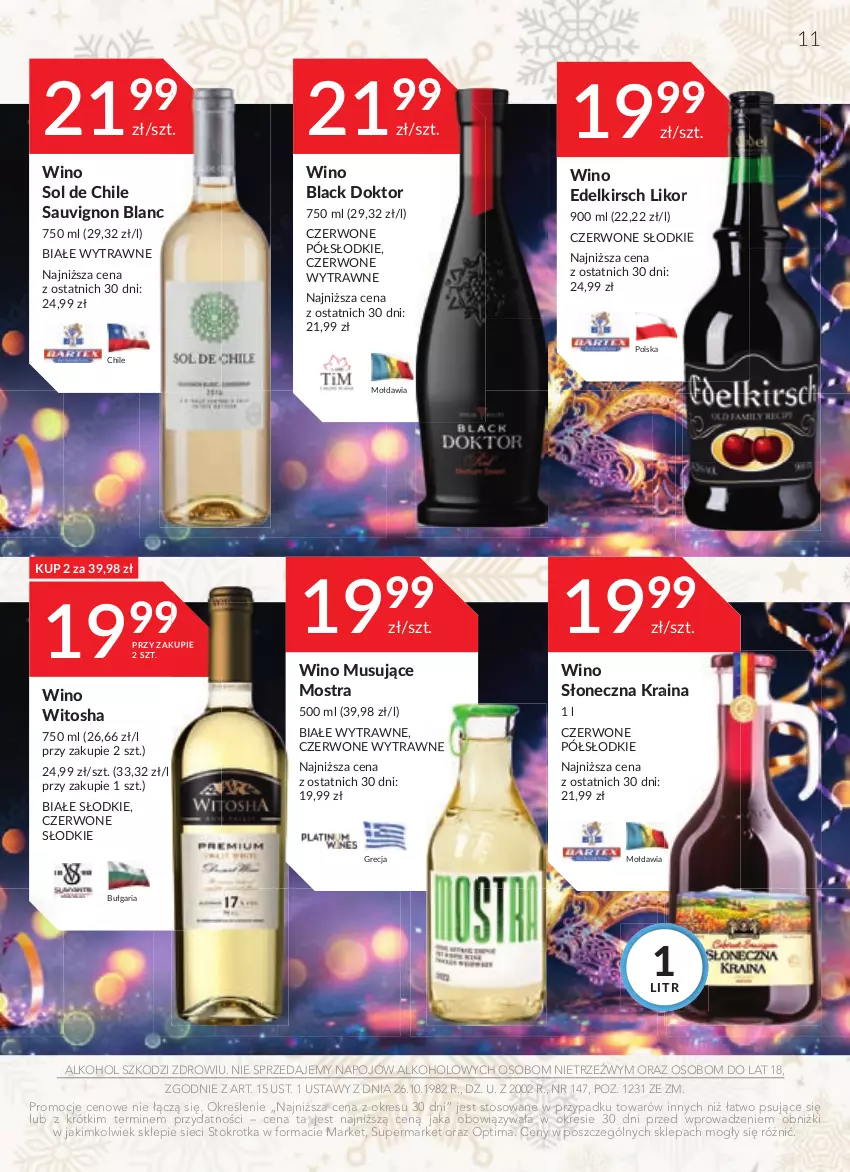 Gazetka promocyjna Stokrotka - Oferta alkoholowa - ważna 04.01 do 31.01.2024 - strona 11 - produkty: Lack, Mus, Optima, Sauvignon Blanc, Wino, Wino musujące