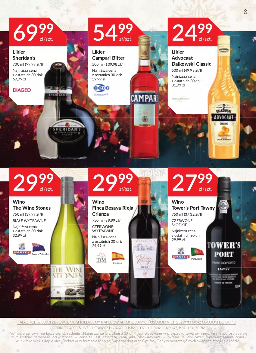 Gazetka promocyjna Stokrotka - Oferta alkoholowa - ważna 04.01 do 31.01.2024 - strona 8 - produkty: Advocaat, Likier, Optima, Por, Rioja, Wino