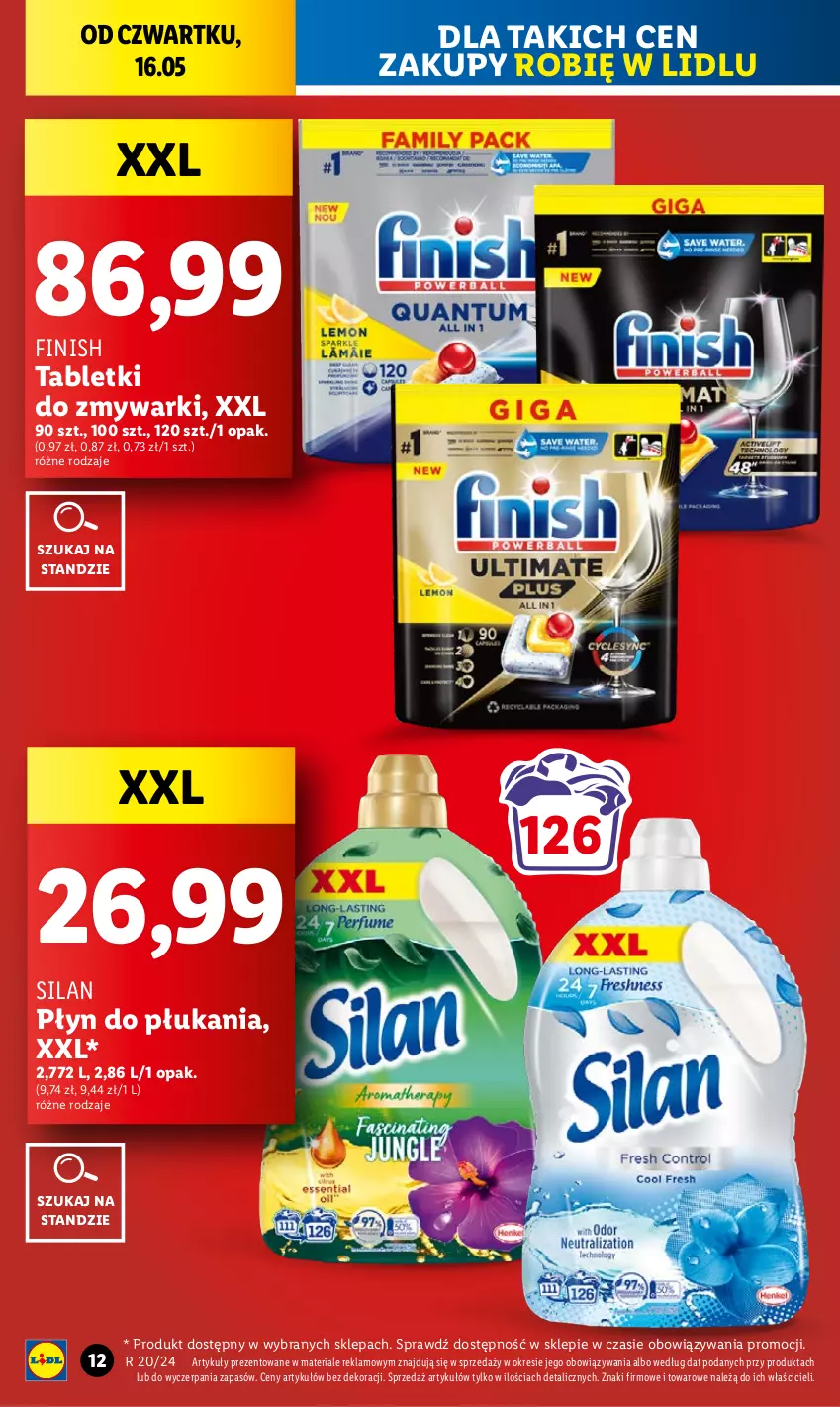 Gazetka promocyjna Lidl - GAZETKA - ważna 16.05 do 18.05.2024 - strona 14 - produkty: Finish, Płyn do płukania, Silan, Tablet, Tabletki do zmywarki, Zmywarki