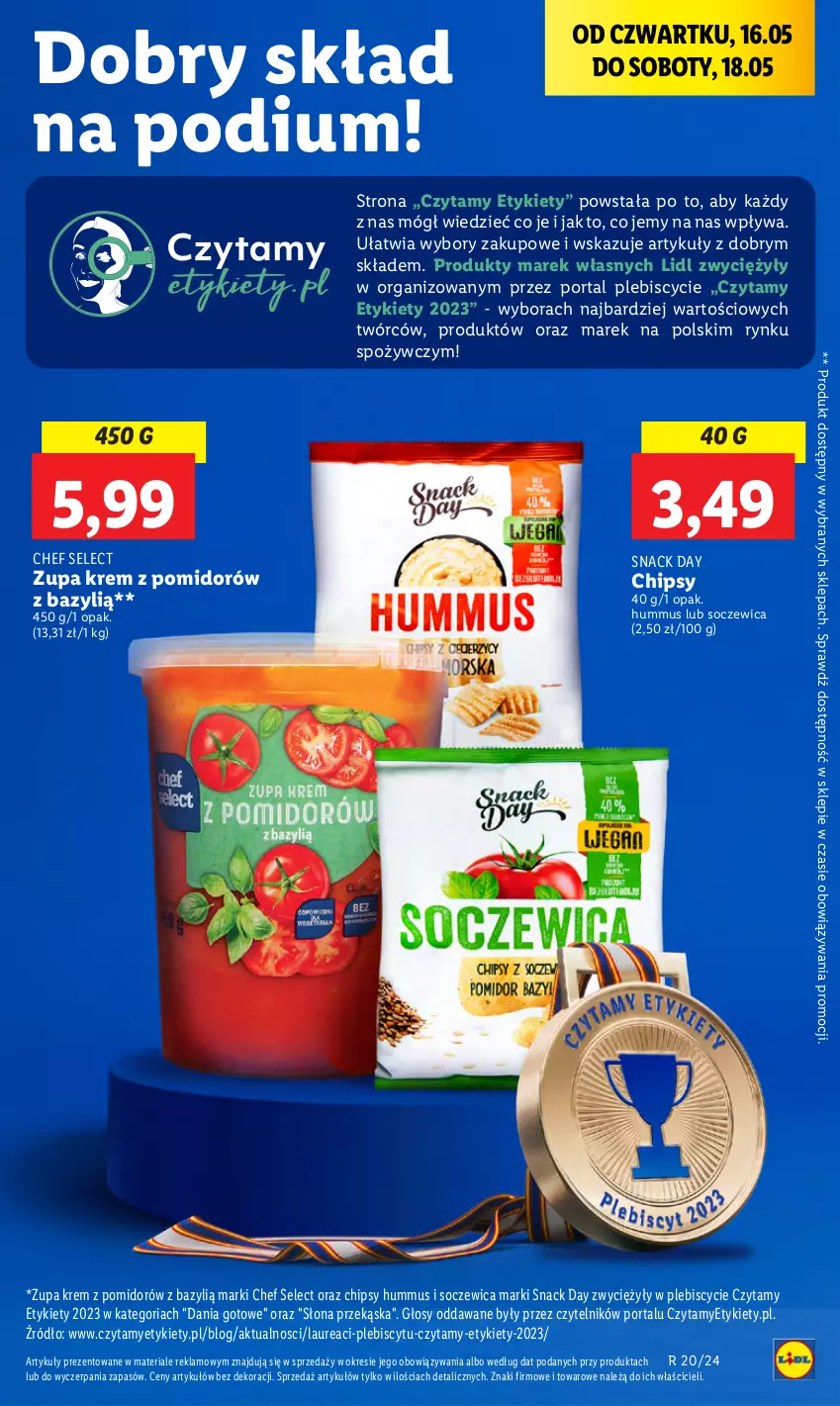 Gazetka promocyjna Lidl - GAZETKA - ważna 16.05 do 18.05.2024 - strona 25 - produkty: Bazyl, Chipsy, Dania gotowe, Hummus, Laur, Mus, Por, Portal, Zupa