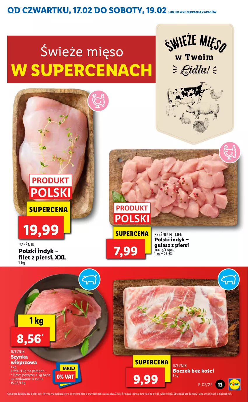 Gazetka promocyjna Lidl - GAZETKA - ważna 17.02 do 19.02.2022 - strona 13 - produkty: Boczek, Boczek bez kości, Mięso, Szynka, Szynka wieprzowa