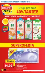 Gazetka promocyjna Lidl - GAZETKA - Gazetka - ważna od 19.02 do 19.02.2022 - strona 4 - produkty: Papier, Napoje, Papier toaletowy, Flora