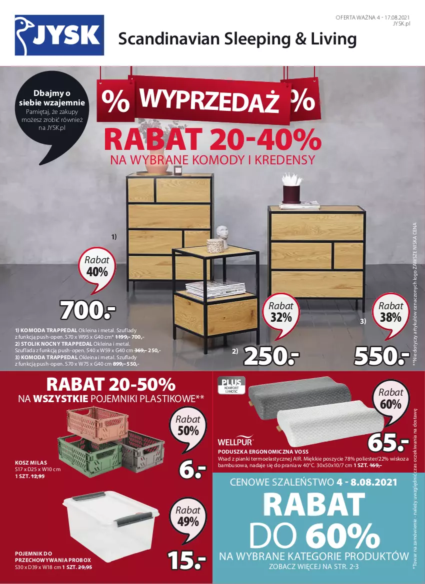 Gazetka promocyjna Jysk - Oferta tygodnia - ważna 04.08 do 17.08.2021 - strona 2 - produkty: Komoda, Kosz, Kredens, Mięta, Moda, Poduszka, Pojemnik, Pojemnik do przechowywania, Stolik, Stolik nocny, Szal