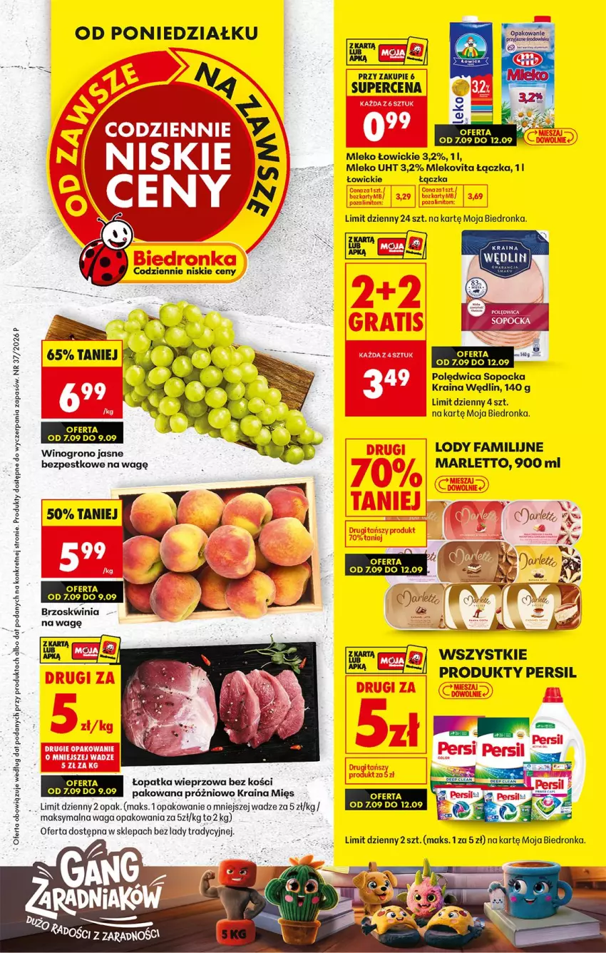 Gazetka promocyjna Biedronka - Od Poniedziałku - ważna 07.09 do 12.09.2026 - strona 1 - produkty: Fa, Kret, Lody, Mleko, Mlekovita, Persil, Polędwica, Waga