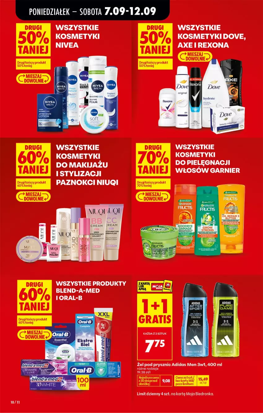 Gazetka promocyjna Biedronka - Od Poniedziałku - ważna 07.09 do 12.09.2026 - strona 10 - produkty: Adidas, Dove, Garnier, Makijaż, Niuqi, Pur, Rexona