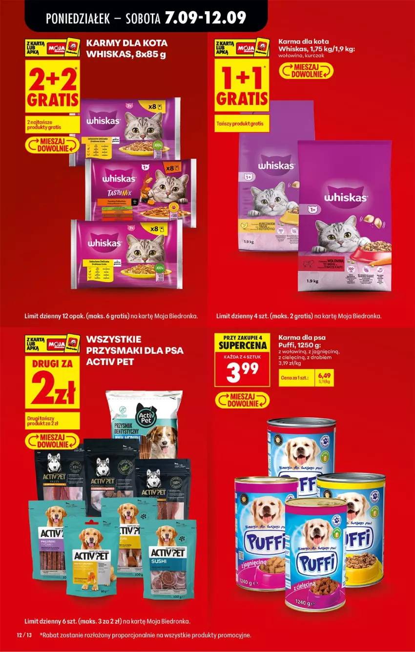 Gazetka promocyjna Biedronka - Od Poniedziałku - ważna 07.09 do 12.09.2026 - strona 12 - produkty: Gra, Kurczak, Por, Puf, Whiskas, Wołowina