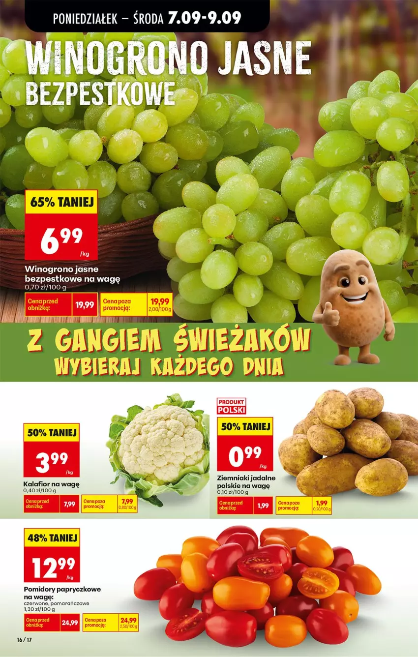 Gazetka promocyjna Biedronka - Od Poniedziałku - ważna 07.09 do 12.09.2026 - strona 16 - produkty: Kalafior, Pomidory, Wino, Ziemniaki