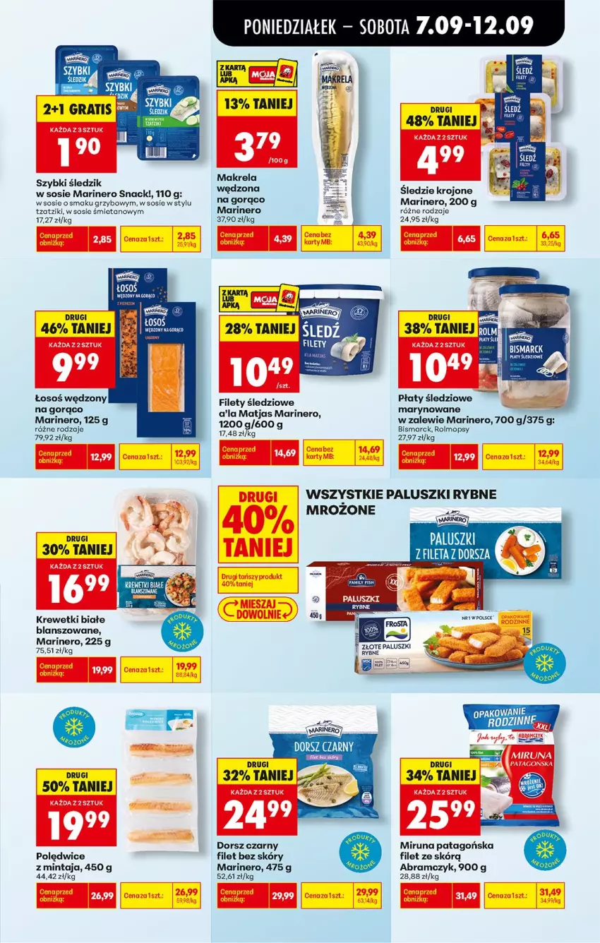 Gazetka promocyjna Biedronka - Od Poniedziałku - ważna 07.09 do 12.09.2026 - strona 33 - produkty: Dorsz, Fa, Gra, Krewetki, Mintaj, Miruna, Mop, Paluszki rybne, Sos, Tago