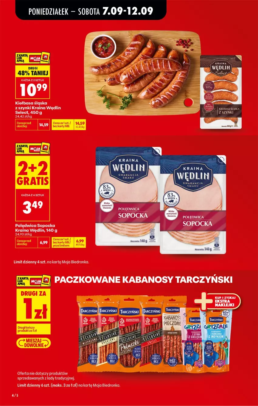 Gazetka promocyjna Biedronka - Od Poniedziałku - ważna 07.09 do 12.09.2026 - strona 4 - produkty: Kabanos, Polędwica, Tarczyński