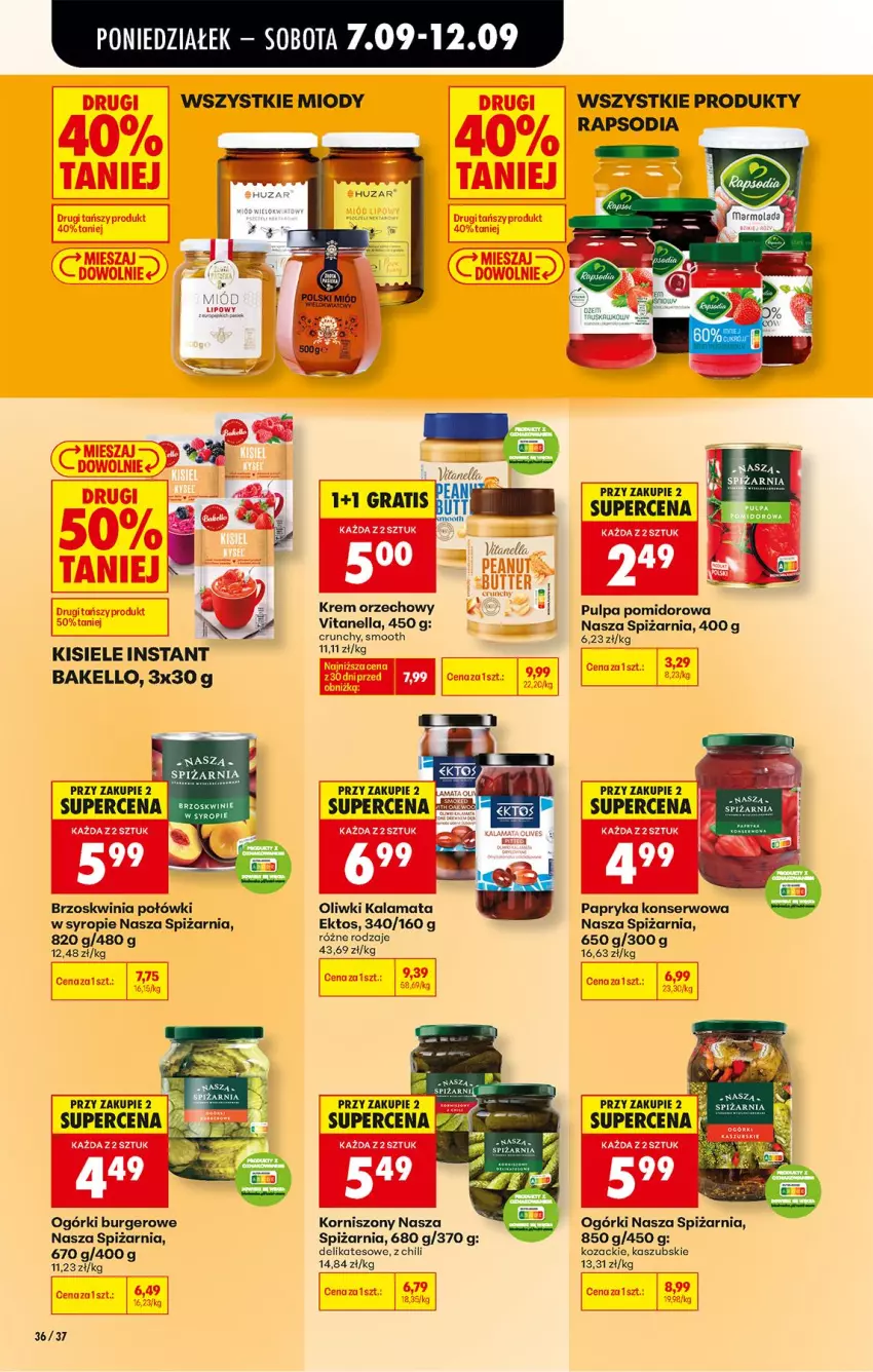 Gazetka promocyjna Biedronka - Od Poniedziałku - ważna 07.09 do 12.09.2026 - strona 42 - produkty: Brzoskwinie, Burger, Fa, Gra, Kisiel, Korniszony, LG, Oliwki, Papryka, Pulpa pomidorowa, Ser, Syrop