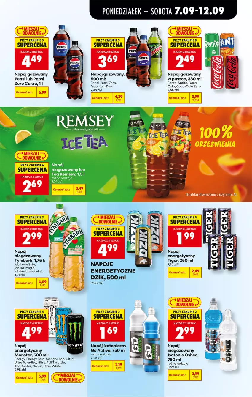 Gazetka promocyjna Biedronka - Od Poniedziałku - ważna 07.09 do 12.09.2026 - strona 55 - produkty: Coca-Cola, Fa, Fanta, Full Throttle, Mango, Mięta, Napój, Napój energetyczny, Napój gazowany, Napój izotoniczny, Napój niegazowany, Napoje, Oshee, Pepsi, Sprite, Tiger, Tymbark