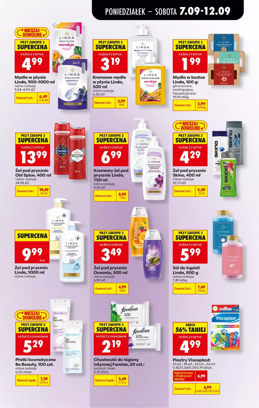 Gazetka promocyjna Biedronka - Od Poniedziałku - ważna 07.09 do 12.09.2026 - strona 69 - produkty: Be Be, Chusteczki, Chusteczki do higieny, Mydło, Mydło w płynie, Old Spice, Płatki kosmetyczne, Sól, Sól do kąpieli, Viscoplast