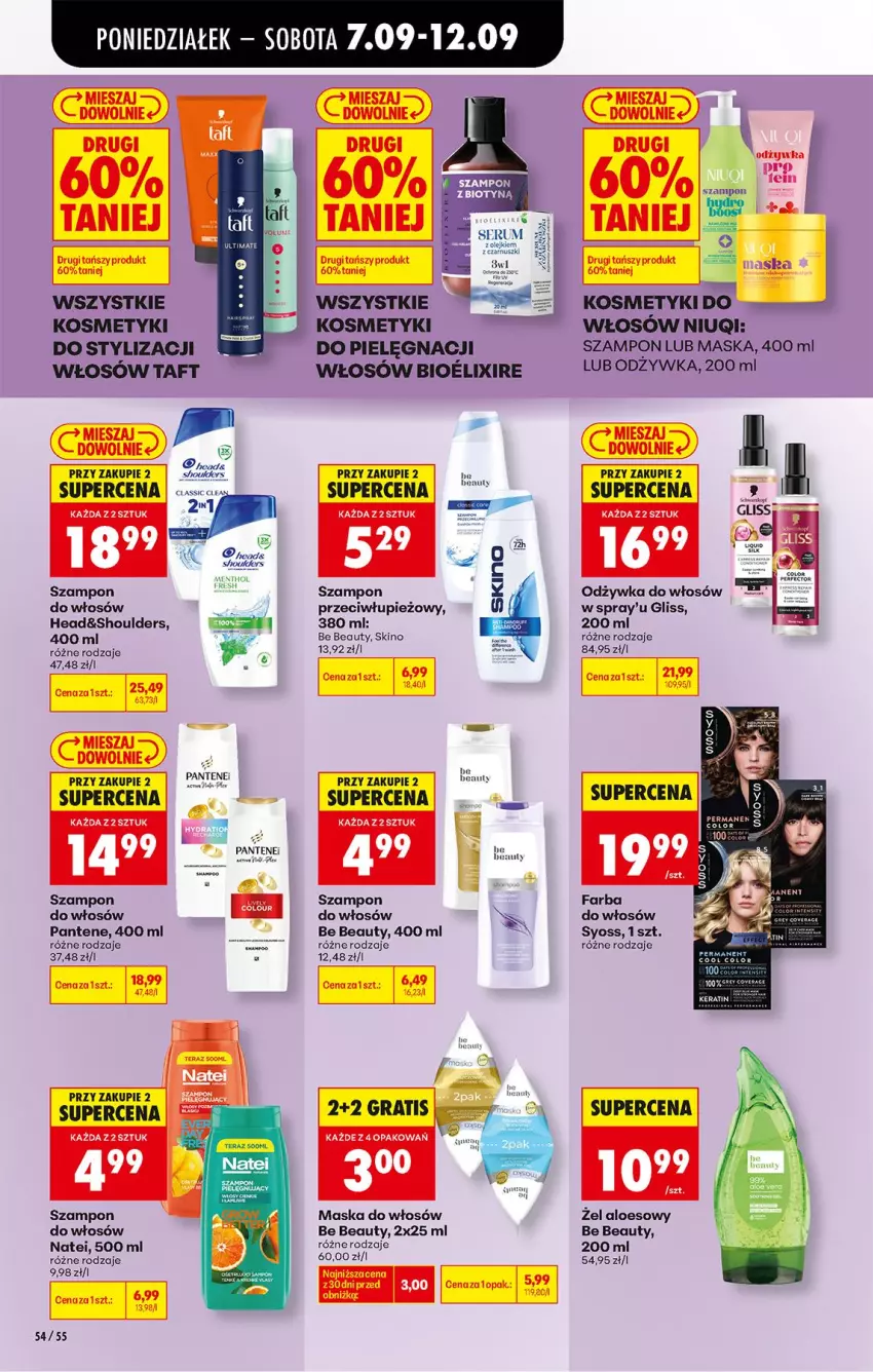 Gazetka promocyjna Biedronka - Od Poniedziałku - ważna 07.09 do 12.09.2026 - strona 70 - produkty: Be Be, Fa, Farba do włosów, Gaga, Gra, Maska, Maska do włosów, Mus, Niuqi, Odżywka, Olej, Pantene, Rum, Ser, Serum, Syoss, Szampon, Taft, Tera