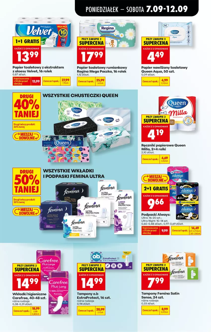 Gazetka promocyjna Biedronka - Od Poniedziałku - ważna 07.09 do 12.09.2026 - strona 73 - produkty: Always, Carefree, Chusteczki, Fa, Gin, Gra, Papier, Papier toaletowy, Podpaski, Ręcznik, Ręczniki papierowe, Rolki, Rum, Sati, Tampony, Velvet, Wkładki