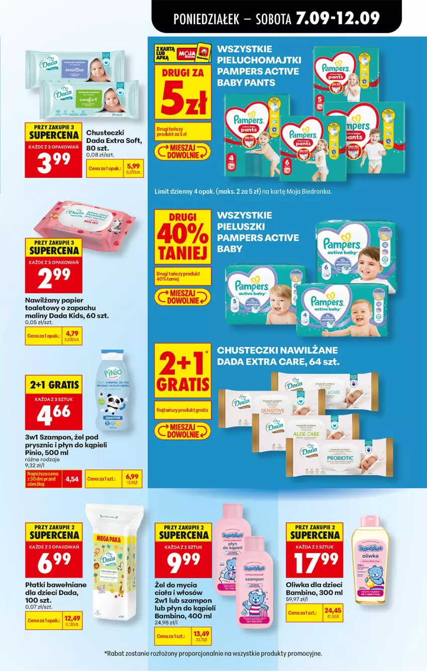 Gazetka promocyjna Biedronka - Od Poniedziałku - ważna 07.09 do 12.09.2026 - strona 75 - produkty: Chusteczki, Dada, Dzieci, Maliny, Nawilżany papier, Oliwka dla dzieci, Papier, Płyn do kąpieli, Por, Szampon
