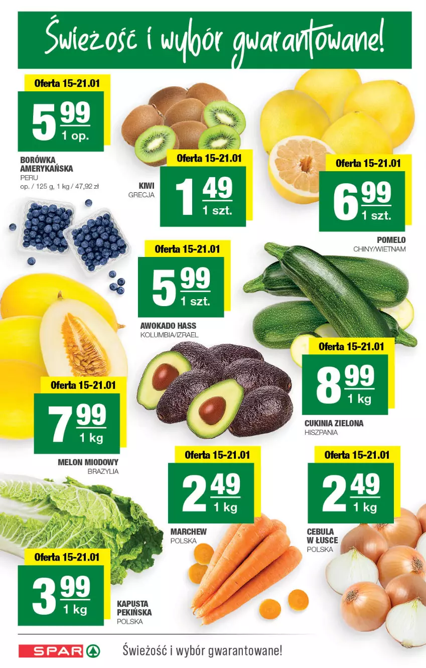 Gazetka promocyjna Spar - Spar - ważna 12.01 do 22.01.2025 - strona 2 - produkty: Borówka, Cebula, Kiwi, Melon, Pomelo