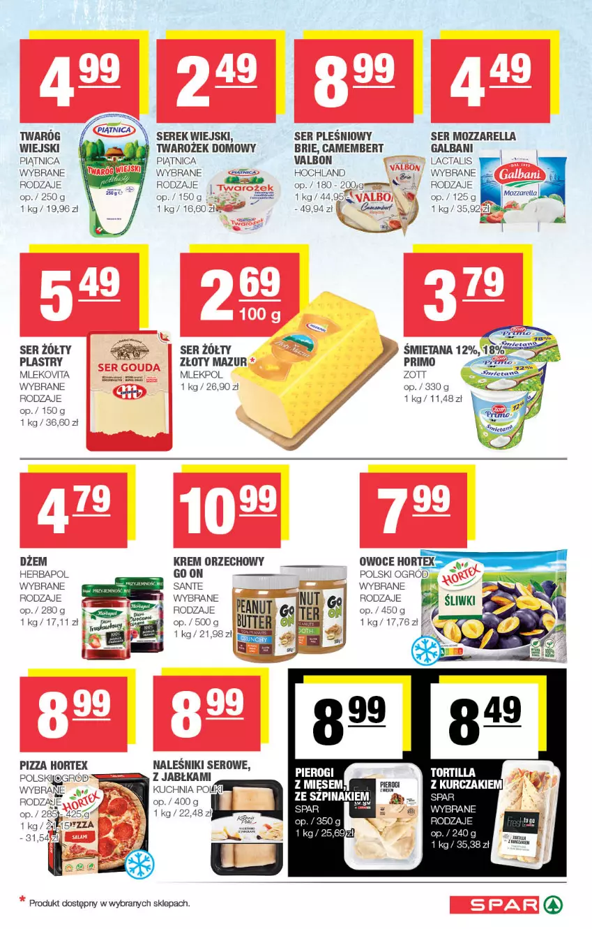 Gazetka promocyjna Spar - Spar - ważna 12.01 do 22.01.2025 - strona 3 - produkty: Brie, Camembert, Dżem, Galbani, Herbapol, Hochland, Hortex, Jabłka, Krem orzechowy, Kuchnia, Mleko, Mlekovita, Mozzarella, Naleśniki, Ogród, Owoce, Piątnica, Pizza, Saga, Sante, Ser, Serek, Serek wiejski, Złoty Mazur