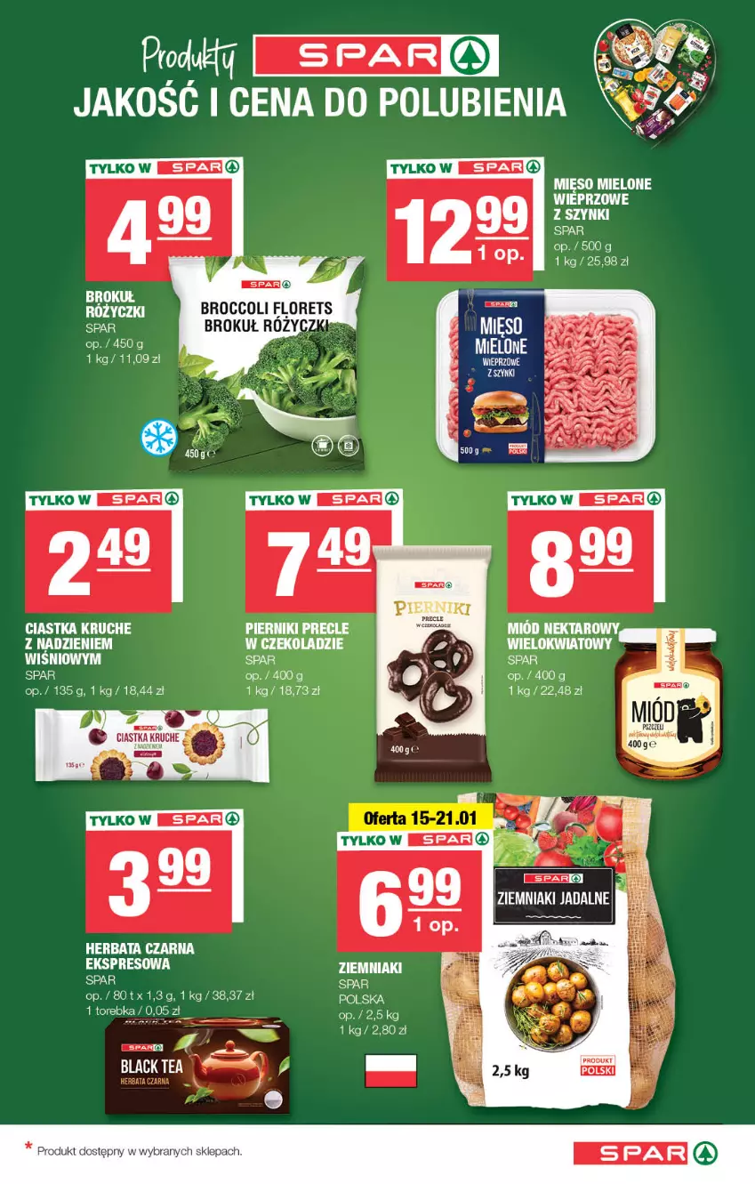 Gazetka promocyjna Spar - Spar - ważna 12.01 do 22.01.2025 - strona 5 - produkty: Ciastka, Lack, Mięso, Mięso mielone, Miód, Piernik, Precle, Torebka, Ziemniaki