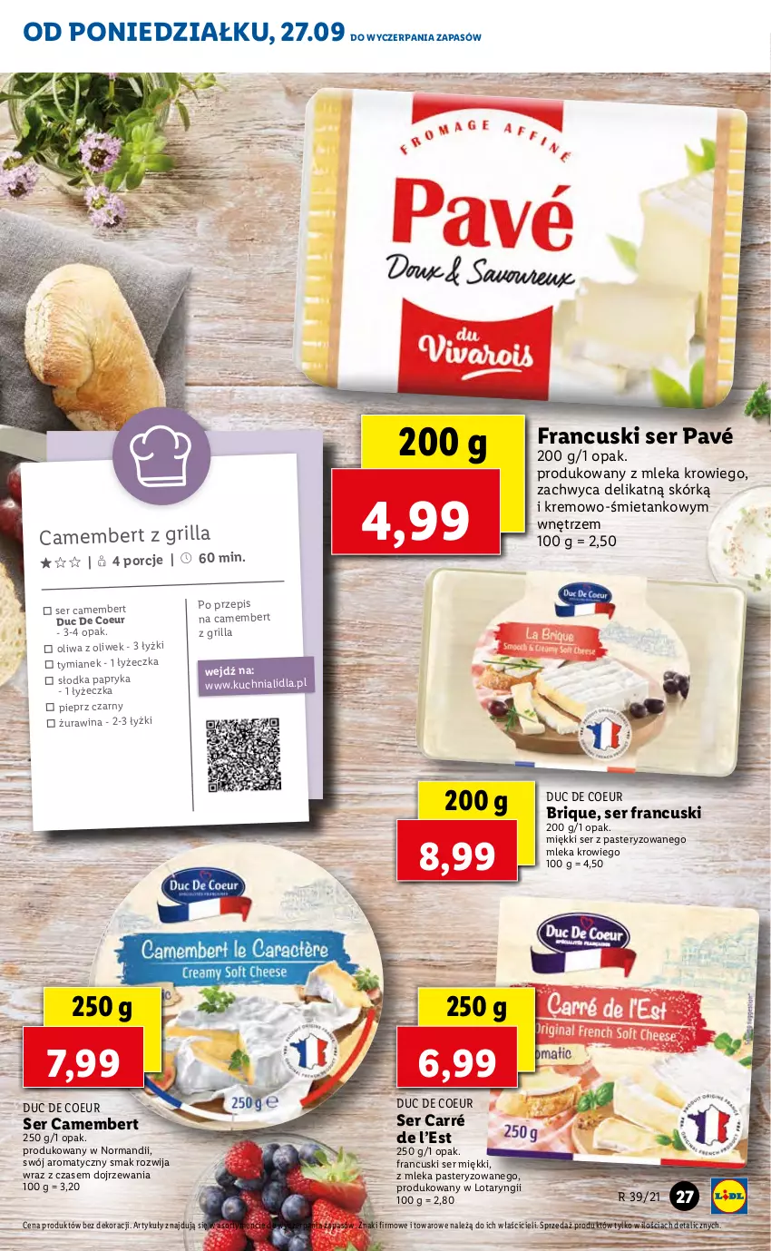 Gazetka promocyjna Lidl - GAZETKA - ważna 27.09 do 29.09.2021 - strona 27 - produkty: Camembert, Grill, Kuchnia, Oliwa z oliwek, Papryka, Pieprz, Por, Ser