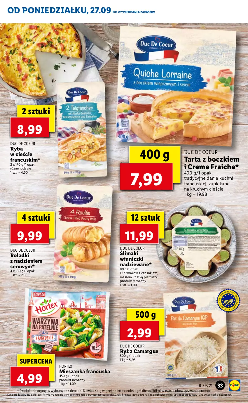 Gazetka promocyjna Lidl - GAZETKA - ważna 27.09 do 29.09.2021 - strona 33 - produkty: Hortex, Ryba, Ryż, Ser, Tarta