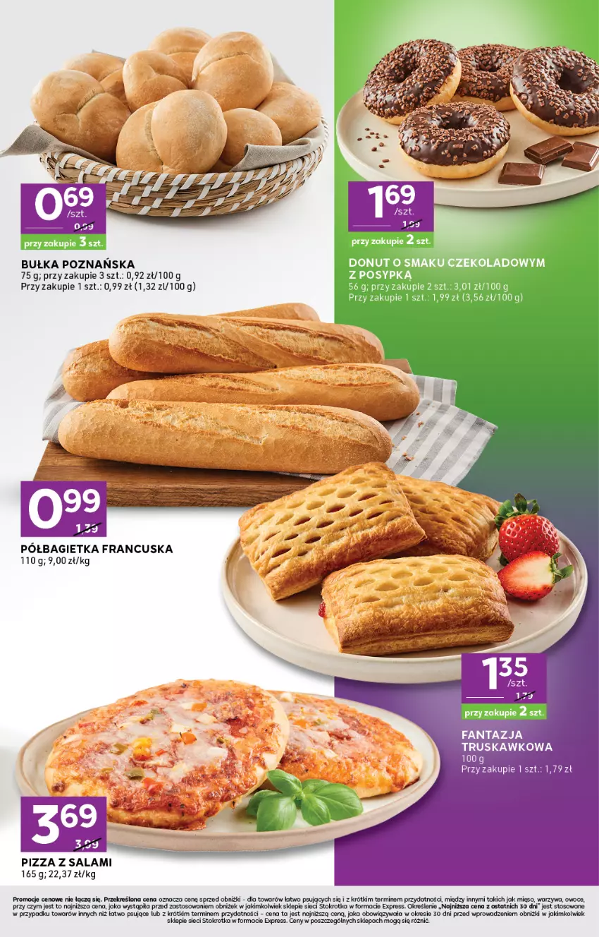 Gazetka promocyjna Stokrotka - Stokrotka Express - ważna 16.10 do 22.10.2025 - strona 3 - produkty: Bagietka, Bułka, Fa, Fanta, Mięso, Owoce, Pizza, Półbagietka, Salami, Warzywa
