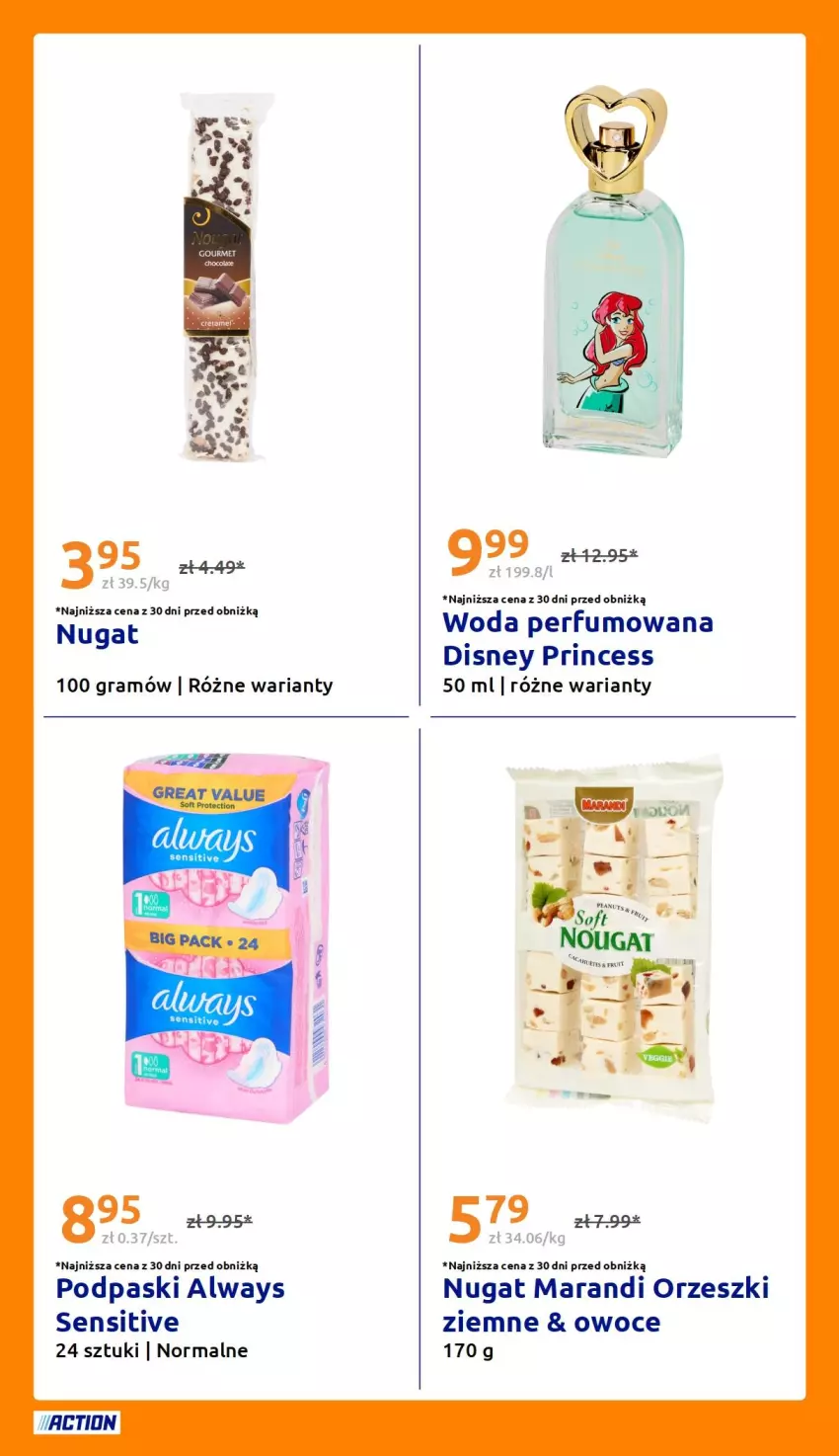 Gazetka promocyjna Action - Gazetka tydzień 33 2026 - ważna 12.08 do 18.08.2026 - strona 20 - produkty: Always, Disney, Gra, Orzeszki, Owoce, Perfum, Podpaski, Woda, Woda perfumowana