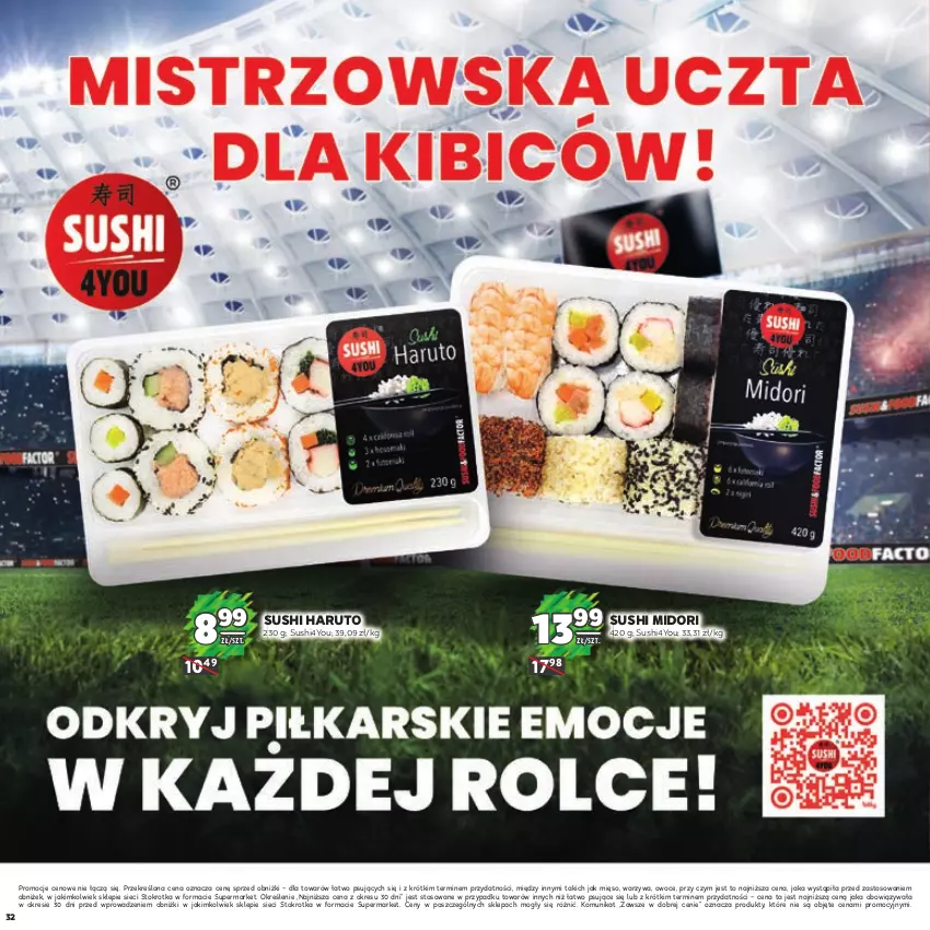 Gazetka promocyjna Stokrotka - Katalog Piłkarski - ważna 13.06.2023 do 26.06.2024 - strona 32 - produkty: Mięso, Owoce, Sushi, Warzywa