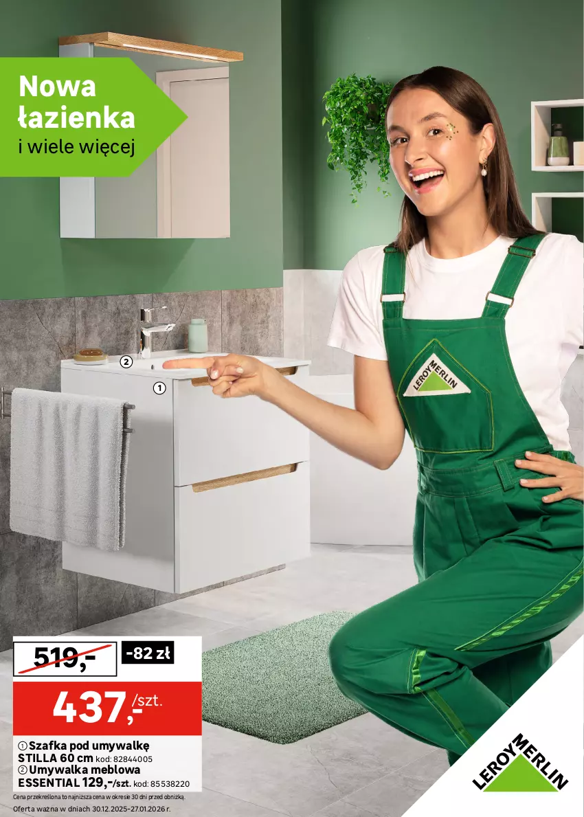 Gazetka promocyjna Leroy Merlin - Gazetka Leroy Merlin - ważna 30.12.2025 do 27.01.2026 - strona 1 - produkty: Szafka, Szafka pod umywalkę, Umywalka