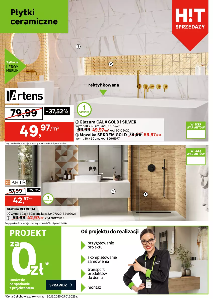 Gazetka promocyjna Leroy Merlin - Gazetka Leroy Merlin - ważna 30.12.2025 do 27.01.2026 - strona 10 - produkty: Glazura, Gres, Gres szkliwiony, Lack, Lazur, Por, Sport, Tran, Velvet