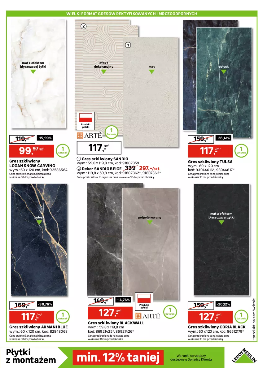 Gazetka promocyjna Leroy Merlin - Gazetka Leroy Merlin - ważna 30.12.2025 do 27.01.2026 - strona 11 - produkty: Glazura, Gres, Gres szkliwiony, Lack, Lazur, Por, Sport, Tran, Velvet