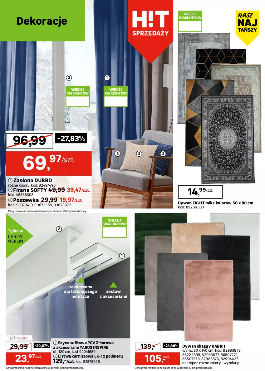 Gazetka promocyjna Leroy Merlin - Gazetka Leroy Merlin - ważna 30.12.2025 do 27.01.2026 - strona 18 - produkty: Dywan, Firana, Karnisz, Listwa, Palma, Poszewka, Szyna, Zasłona