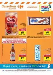 Gazetka promocyjna Carrefour - Gazetka Express - Gazetka - ważna od 20.02 do 20.02.2023 - strona 1 - produkty: Piwo, Kasztelan, Kosz, Tiger, Baton, Napój, Krakersy, Monte