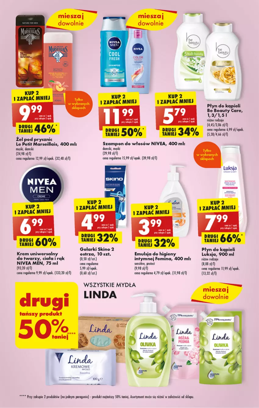 Gazetka promocyjna Biedronka - ważna 27.03 do 01.04.2023 - strona 45 - produkty: Be Be, Emulsja, Krem uniwersalny, Luksja, Mars, Nivea, Nivea Men, Płyn do kąpieli, Por, Szampon