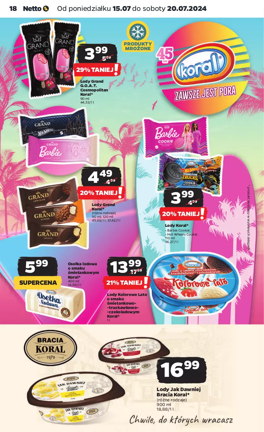 Gazetka promocyjna Netto - Od Poniedziałku - ważna 15.07 do 20.07.2024 - strona 18 - produkty: Barbie, Gra, Hot Wheels, Lody, Mop, Produkty mrożone