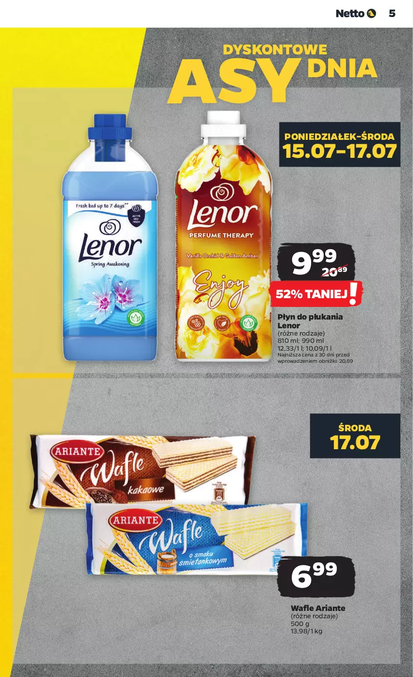 Gazetka promocyjna Netto - Od Poniedziałku - ważna 15.07 do 20.07.2024 - strona 5 - produkty: Lenor, Płyn do płukania, Wafle