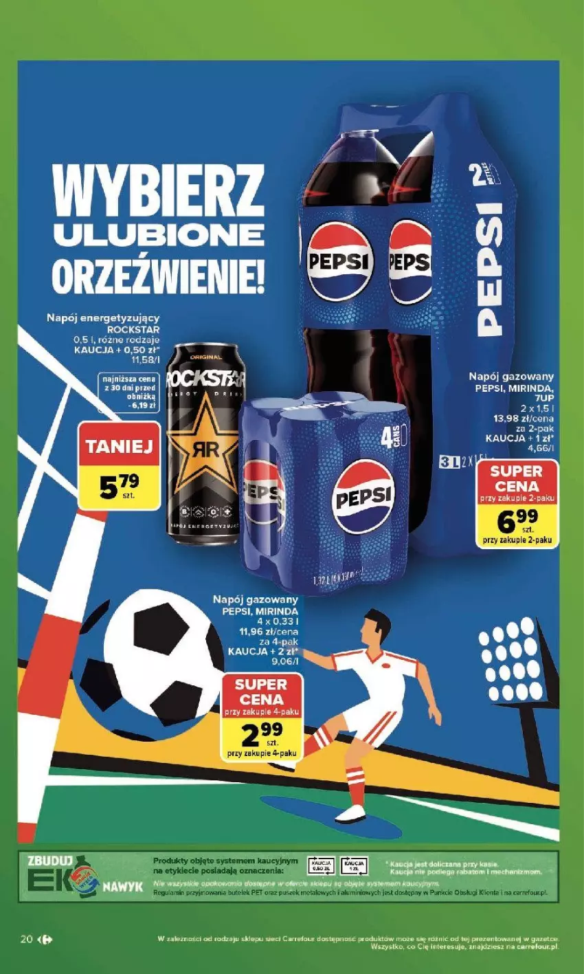Gazetka promocyjna Carrefour - Gazetka Zakupowa taktyka kibica - ważna 01.06 do 13.06.2026 - strona 20 - produkty: Mirinda, Napój, Napój gazowany, Pepsi