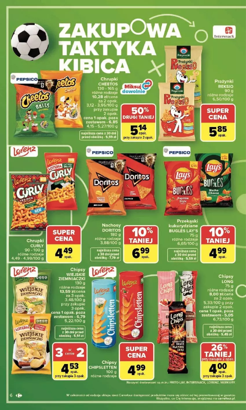 Gazetka promocyjna Carrefour - Gazetka Zakupowa taktyka kibica - ważna 01.06 do 13.06.2026 - strona 6 - produkty: Cheetos, Chipsy, Chrupki, Fa, Kasia, Lorenz