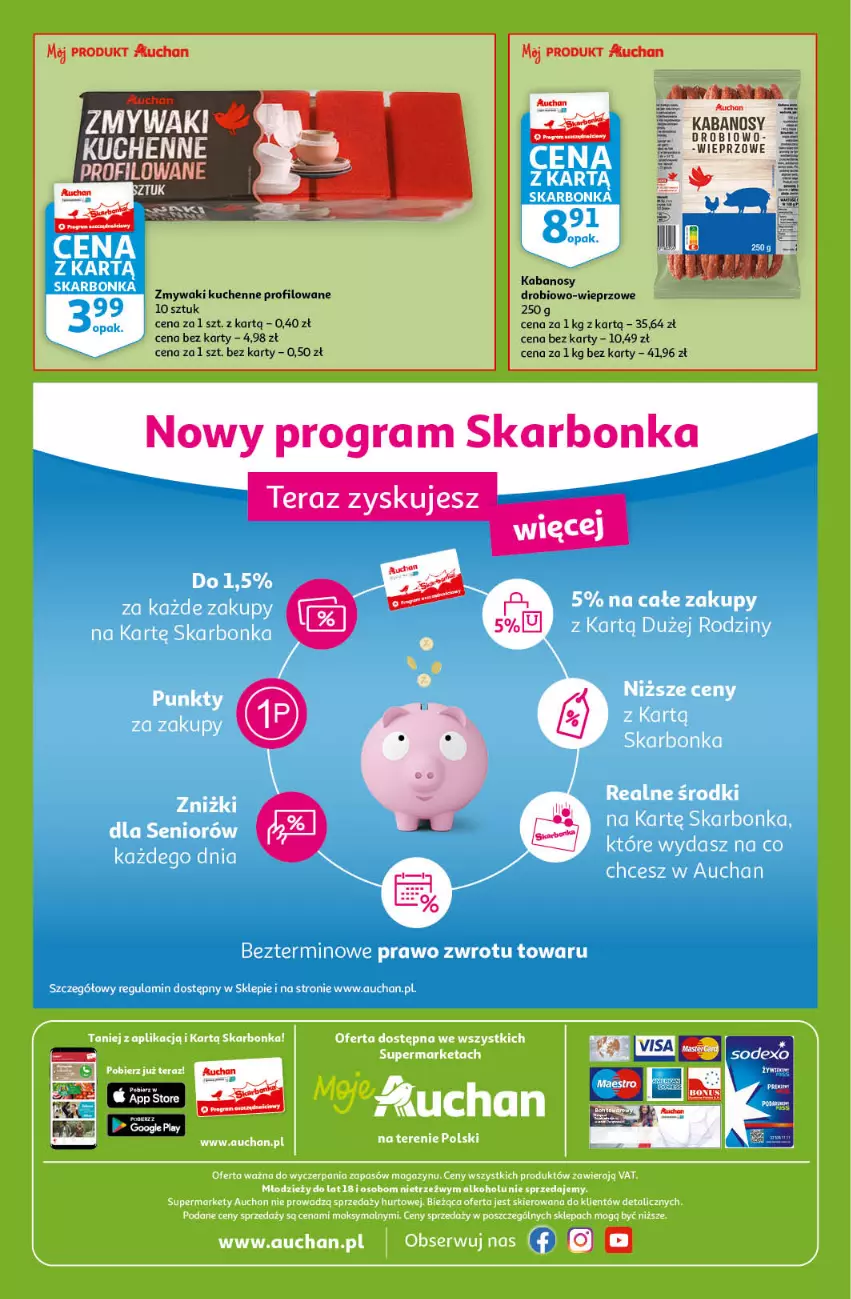 Gazetka promocyjna Auchan - Tygodniowe przeNISKIE CENY Moje Auchan - ważna 21.04 do 27.04.2022 - strona 4 - produkty: Gra, Kabanos, Zmywaki kuchenne