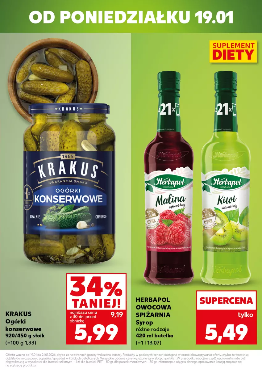 Gazetka promocyjna Kaufland - Mocny Start - ważna 19.01 do 21.01.2026 - strona 3 - produkty: Herbapol, Krakus, Ogórki konserwowe, Ser, Syrop