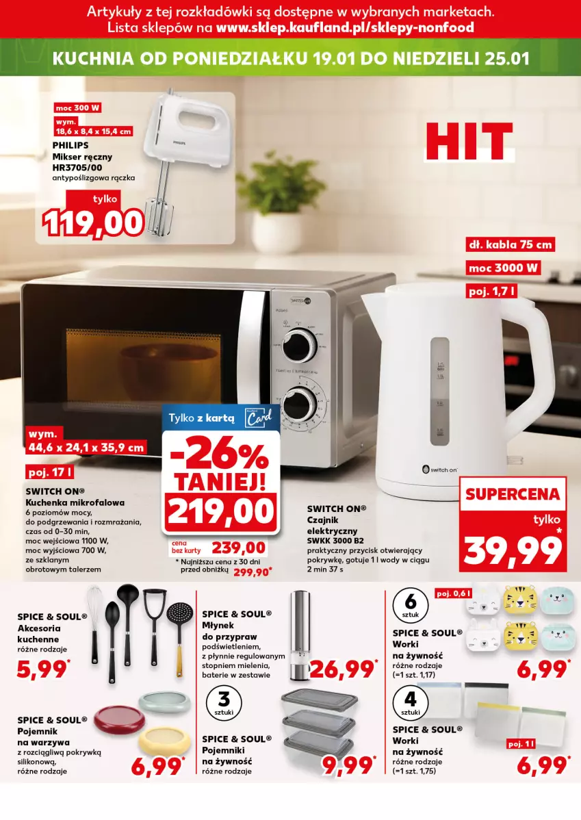 Gazetka promocyjna Kaufland - Mocny Start - ważna 19.01 do 21.01.2026 - strona 30 - produkty: Czajnik, Fa, Kuchenka mikrofalowa, Mikser, Mikser ręczny, Młynek, Philips, Pojemnik, Ser, Talerz, Top, Warzywa