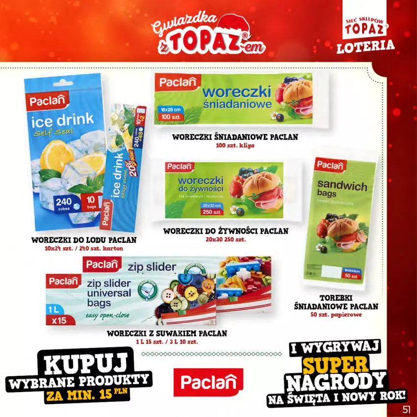 Gazetka promocyjna Topaz - Gazetka - ważna 21.11.2022 do 22.01.2023 - strona 51 - produkty: Danio, Koc, Papier, Woreczki do lodu