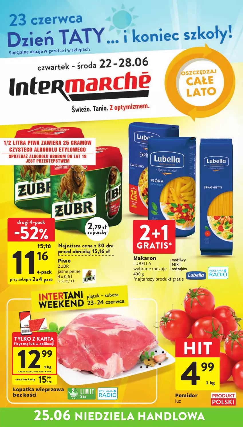 Gazetka promocyjna Intermarche - Gazetka Intermarche - ważna 22.06 do 28.06.2023 - strona 1 - produkty: Bell, Bella, Gra, Lubella, Makaron, Piwo