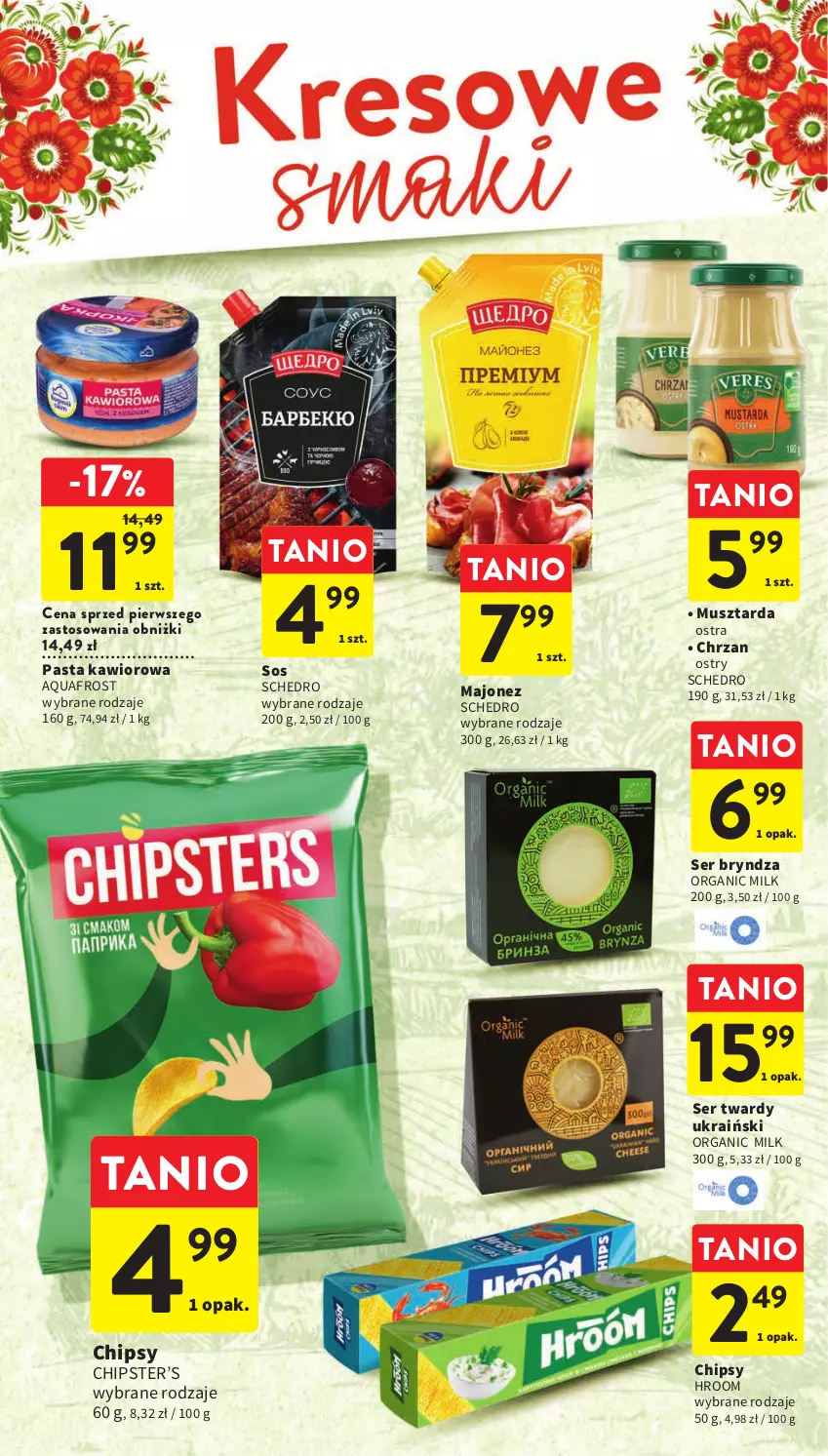 Gazetka promocyjna Intermarche - Gazetka Intermarche - ważna 22.06 do 28.06.2023 - strona 12 - produkty: Bryndza, Chipsy, Chrzan, Kawior, Majonez, Mus, Musztarda, Ser, Sos