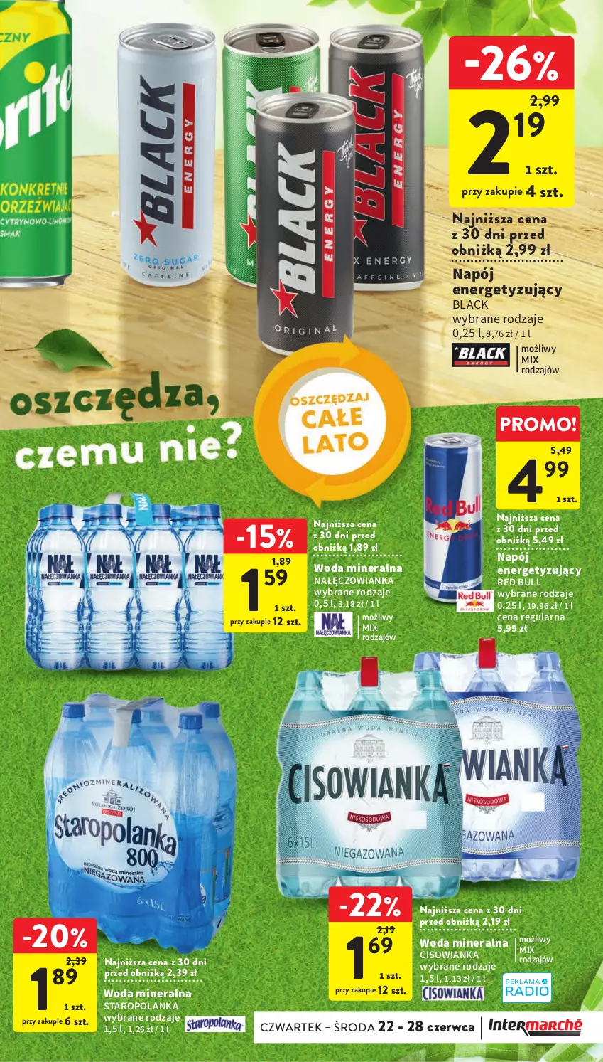 Gazetka promocyjna Intermarche - Gazetka Intermarche - ważna 22.06 do 28.06.2023 - strona 17 - produkty: Cisowianka, Lack, Nałęczowianka, Napój, Red Bull, Staropolanka, Woda, Woda mineralna