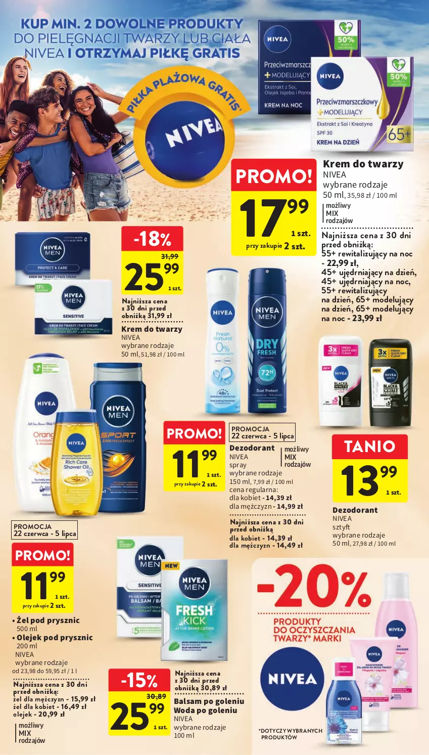 Gazetka promocyjna Intermarche - Gazetka Intermarche - ważna 22.06 do 28.06.2023 - strona 35 - produkty: Balsam po goleniu, Dezodorant, Krem do twarzy, Nivea, Olej, Olejek pod prysznic, Woda, Woda po goleniu